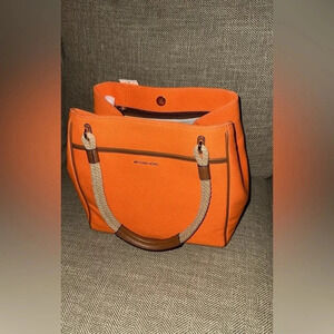 NWT $258 Michael Kors Talia Apricot LG Grab Canvas Tote Purse/Bag
